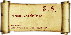 Plank Valéria névjegykártya